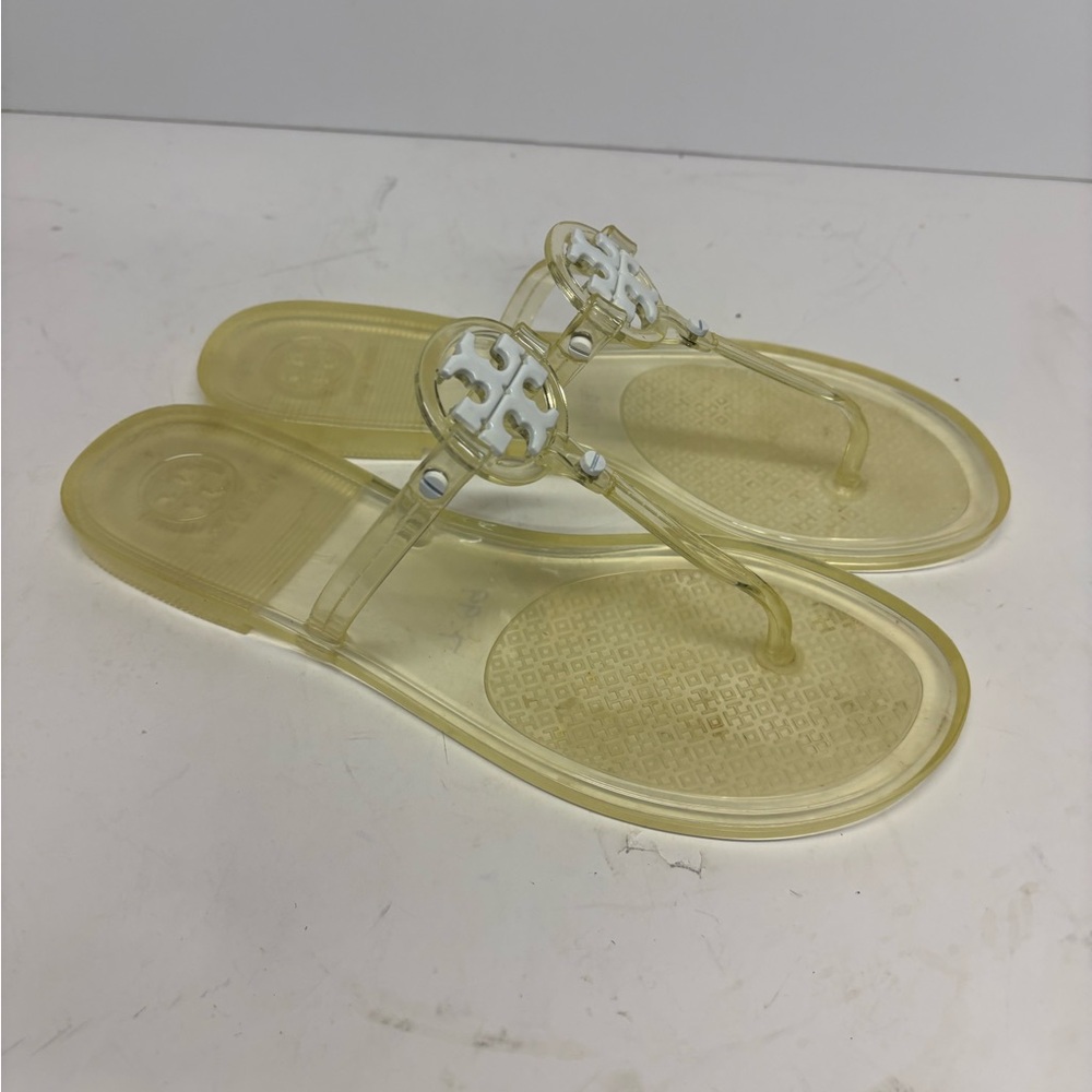 Tory Burch Jelly Logo Thong Sandals in Pale Yellow Size 7 - Picture 2 of 8